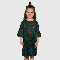 Платье клеш для девочки Ёлка и гирлянды, цвет: 3D-принт — фото 2