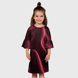 Платье клеш для девочки Бордовый шелк, цвет: 3D-принт — фото 2