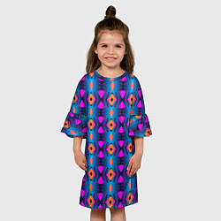 Платье клеш для девочки Неоновый объёмный узор, цвет: 3D-принт — фото 2
