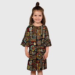 Платье клеш для девочки Африканский этнический орнамент, цвет: 3D-принт — фото 2