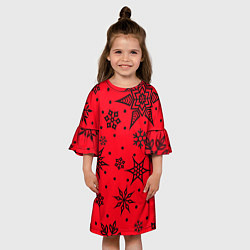 Платье клеш для девочки Праздничный снег, цвет: 3D-принт — фото 2
