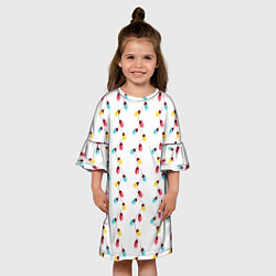 Платье клеш для девочки Новогодняя разноцветная гирлянда, цвет: 3D-принт — фото 2