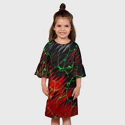 Платье клеш для девочки Зелёные трещины узоры, цвет: 3D-принт — фото 2