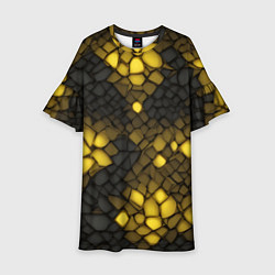 Платье клеш для девочки Жёлтый трескающийся камень, цвет: 3D-принт