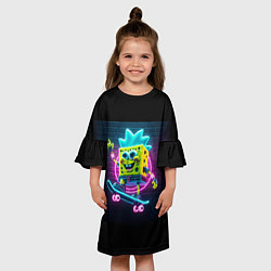 Платье клеш для девочки Sponge Bob on a skateboard, цвет: 3D-принт — фото 2