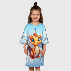 Платье клеш для девочки Маленький элемент зимнего чуда, цвет: 3D-принт — фото 2