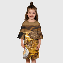 Платье клеш для девочки Виртуальные монеты, цвет: 3D-принт — фото 2