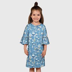Платье клеш для девочки Зима в деревне, цвет: 3D-принт — фото 2