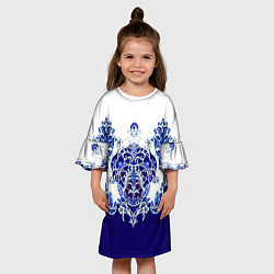 Платье клеш для девочки Узор из сапфиров, цвет: 3D-принт — фото 2