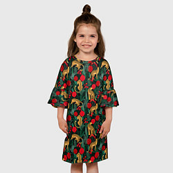 Платье клеш для девочки Ягуар в тропическом лесу, цвет: 3D-принт — фото 2