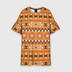 Платье клеш для девочки Brown tribal geometric, цвет: 3D-принт