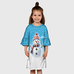 Платье клеш для девочки Веселый снеговичок, цвет: 3D-принт — фото 2