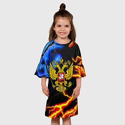 Платье клеш для девочки Россия наша страна герб шторм, цвет: 3D-принт — фото 2