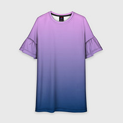 Платье клеш для девочки Рассвет розовый и синий градиент 3d, цвет: 3D-принт
