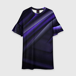 Платье клеш для девочки Черный фиолетовый фон с абстракцией, цвет: 3D-принт