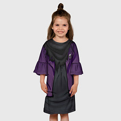 Платье клеш для девочки Фиолетовая косуха лича с черепами, цвет: 3D-принт — фото 2