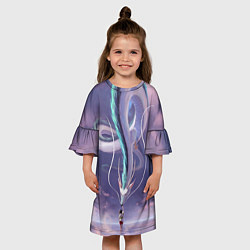 Платье клеш для девочки Унесенные призраками- дракон и девочка, цвет: 3D-принт — фото 2