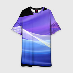 Платье клеш для девочки Фиолетовая и голубая абстракция, цвет: 3D-принт