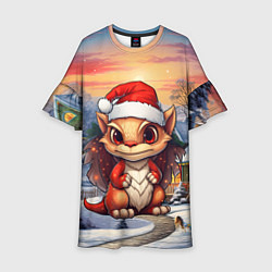 Платье клеш для девочки Новый год 2024 символ года дракон, цвет: 3D-принт