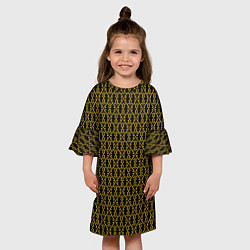 Платье клеш для девочки Узоры чёрно-золотой паттерн, цвет: 3D-принт — фото 2