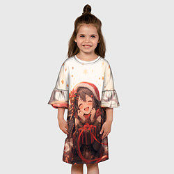 Платье клеш для девочки Радостная аниме девушка с подарком, цвет: 3D-принт — фото 2