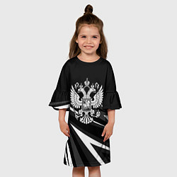 Платье клеш для девочки Герб РФ - white and black geometry, цвет: 3D-принт — фото 2