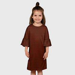 Платье клеш для девочки Красно-коричневый узоры, цвет: 3D-принт — фото 2