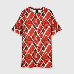 Платье клеш для девочки Красные треугольники, цвет: 3D-принт