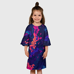 Платье клеш для девочки Яркая абстракция в стиле камуфляжа, цвет: 3D-принт — фото 2