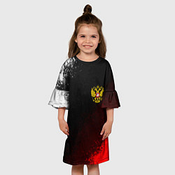 Платье клеш для девочки Герб РФ краски империи, цвет: 3D-принт — фото 2
