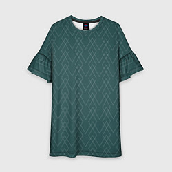 Платье клеш для девочки Зелёный геометричные линии, цвет: 3D-принт