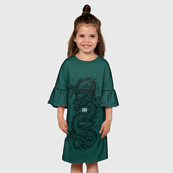 Платье клеш для девочки Chinese dragon - 2024, цвет: 3D-принт — фото 2