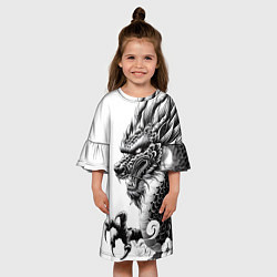 Платье клеш для девочки Морда дракона - ирезуми, цвет: 3D-принт — фото 2