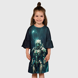 Платье клеш для девочки Андроид в космосе, цвет: 3D-принт — фото 2