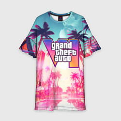 Платье клеш для девочки Gta 6 logo vice city style, цвет: 3D-принт