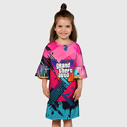 Платье клеш для девочки Gta 6 abstract logo style, цвет: 3D-принт — фото 2