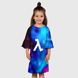 Платье клеш для девочки Half life neon freeman, цвет: 3D-принт — фото 2