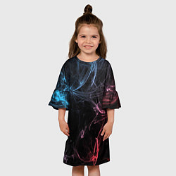 Платье клеш для девочки Красно-синий визуал, цвет: 3D-принт — фото 2