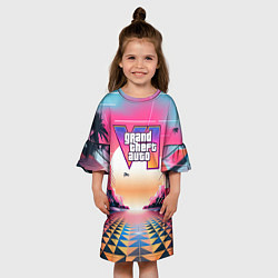 Платье клеш для девочки GTA 6 retro abstract logo, цвет: 3D-принт — фото 2