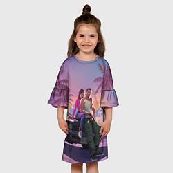 Платье клеш для девочки GTA 6 Люсия и Джейсен, цвет: 3D-принт — фото 2