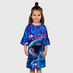 Платье клеш для девочки Фиолетовая акула, цвет: 3D-принт — фото 2