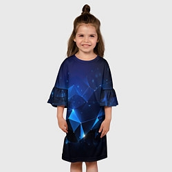 Платье клеш для девочки Синяя геометрическая абстракция, цвет: 3D-принт — фото 2