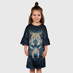 Платье клеш для девочки Fantasy wolf, цвет: 3D-принт — фото 2