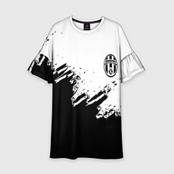 Платье клеш для девочки Juventus black sport texture, цвет: 3D-принт
