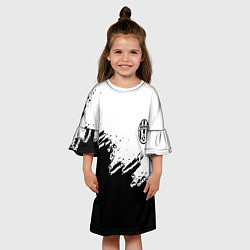 Платье клеш для девочки Juventus black sport texture, цвет: 3D-принт — фото 2