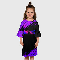 Платье клеш для девочки Fortnite epic games neon, цвет: 3D-принт — фото 2