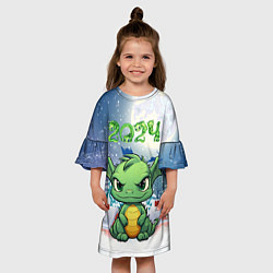 Платье клеш для девочки Маленький угрюмый дракончик, цвет: 3D-принт — фото 2