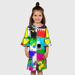 Платье клеш для девочки Абстракция - пэчворк, цвет: 3D-принт — фото 2