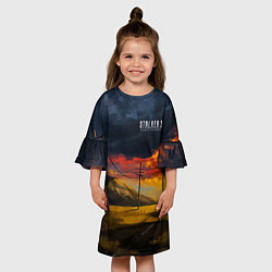 Платье клеш для девочки STALKER 2 осеняя дорога, цвет: 3D-принт — фото 2
