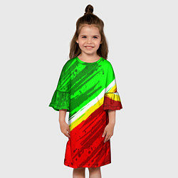 Платье клеш для девочки Расцветка Зеленоградского флага, цвет: 3D-принт — фото 2